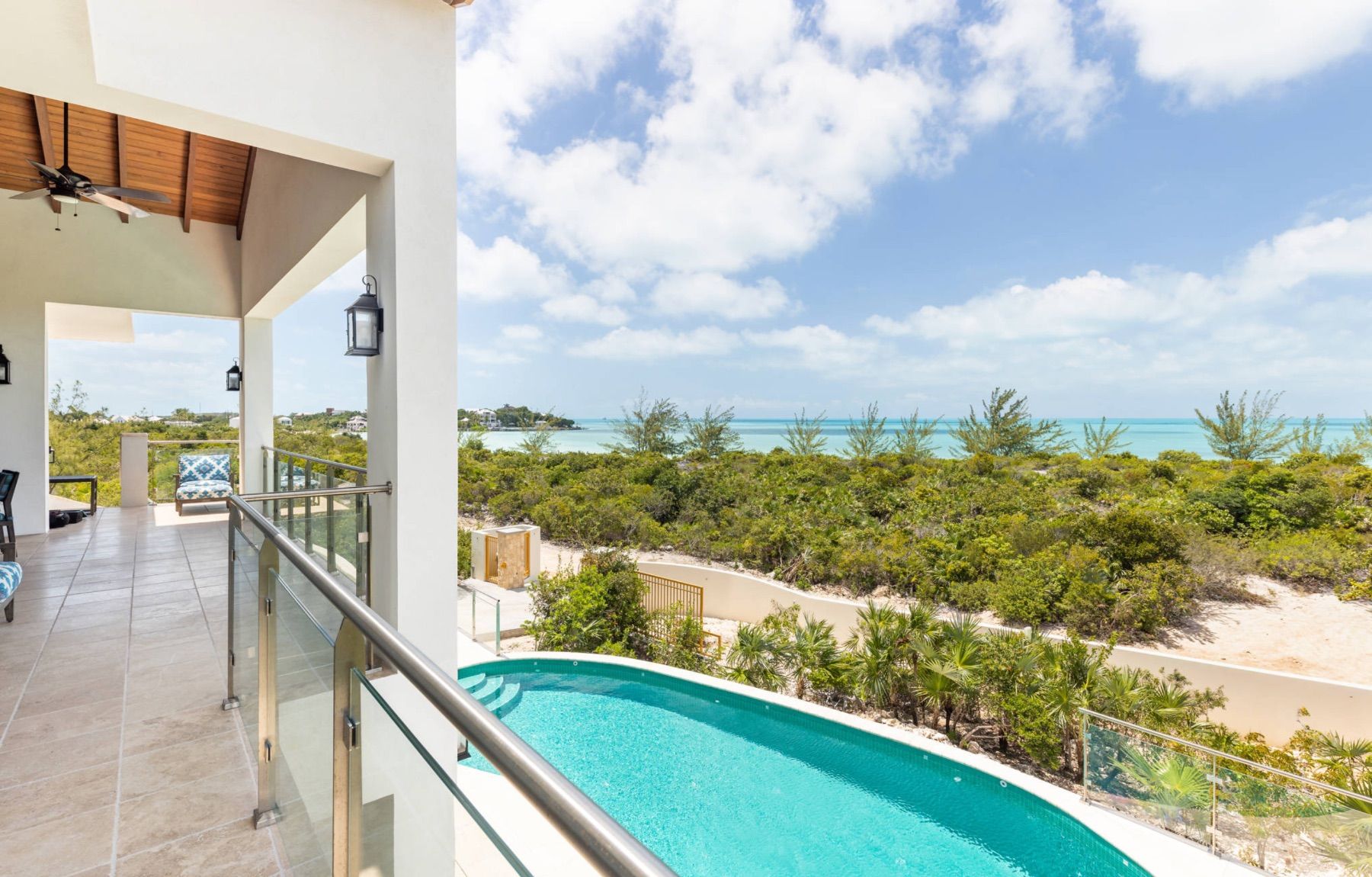 Views of the pool from the main level terrace